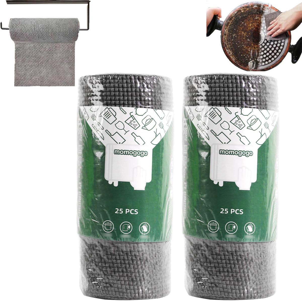 Supvox 2 Rolls Multipurpose Dishwashing Rag, Multifunctional Non-Scratch Scrubbing Pads for Wet and Dry Easy Rinsing Cleaning Cloth Kitchen Sinks Pan Dish Pan Counter (8.6 inches, 50 Pcs) Supvox 2 Rolls Multipurpose Dishwashing Rag, Multifunctional Non-Scratch Scrubbing Pads for Wet and Dry Easy Rinsing Cleaning Cloth Kitchen Sinks Pan Dish Pan Counter (8.6 inches, 50 Pcs)